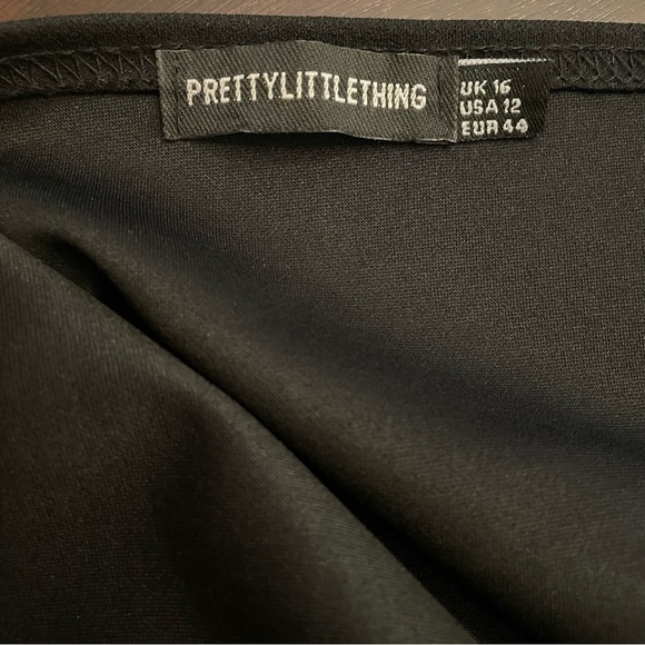 PrettyLittleThing Black One Shoulder Fitted Maxi Dress Women Size US12 - Picture 7 of 7